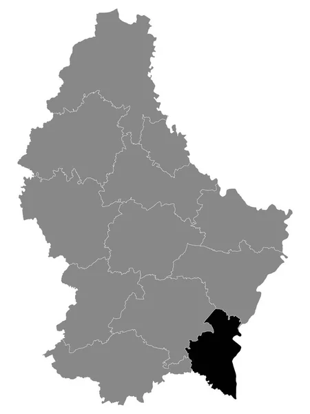Black Location Map Luxembourgian Canton Remich Grey Map Luxembourg — Stockový vektor