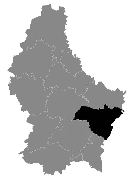 Black Location Map Luxembourg Canton Grevenmacher Grey Map Luxembourg — стоковий вектор