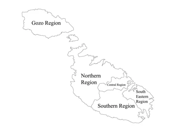 マルタのヨーロッパ諸国の白いラベル付き地域地図 — ストックベクタ
