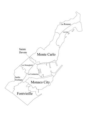 Beyaz Etiketli Avrupa 'nın Monako Ülkesi Haritası