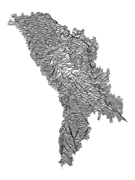 Mappa Topografia Grigia Del Paese Europeo Moldavia — Vettoriale Stock