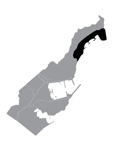 Mappa Nera Monegasque Ward Larvotto All Interno Della Mappa Grigia — Vettoriale Stock