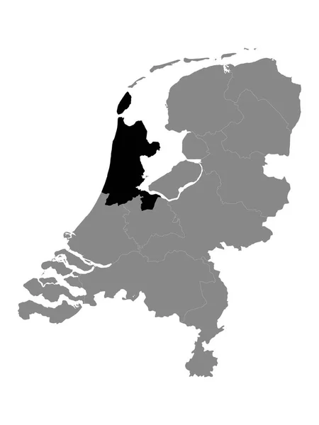 Черная Карта Локации Голландской Провинции Северная Голландия Рамках Серой Карты — стоковый вектор