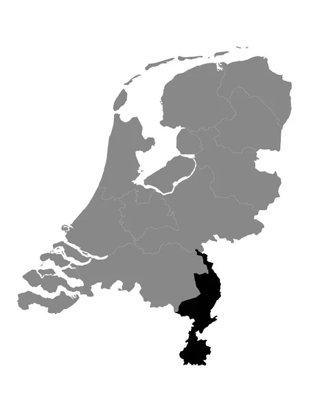 Hollanda Nın Limburg Eyaleti Nin Siyah Konum Haritası Hollanda Nın — Stok Vektör