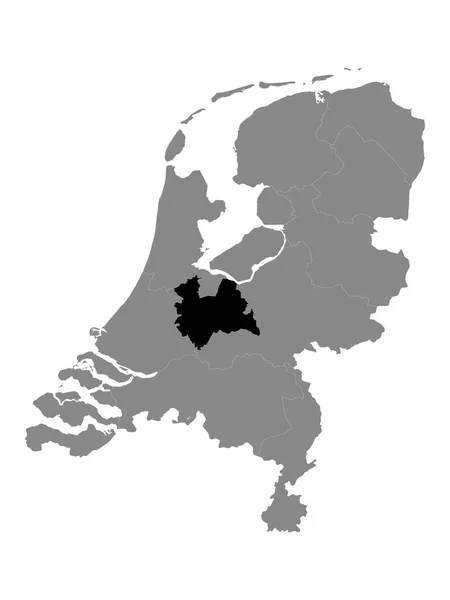 Black Mapa Ubicación Provincia Holandesa Utrecht Grey Mapa Países Bajos — Vector de stock