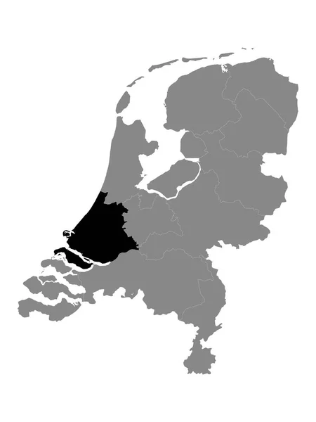 Kaart Van Nederlandse Provincie Zuid Holland Grey Map Netherlands — Stockvector