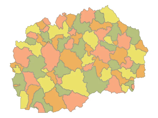 Carte Des Municipalités Couleur Pays Européen Macédoine Nord — Image vectorielle