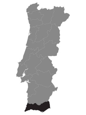 Portekiz Faro Bölgesi Siyah Konum Haritası Gri Portekiz Haritası