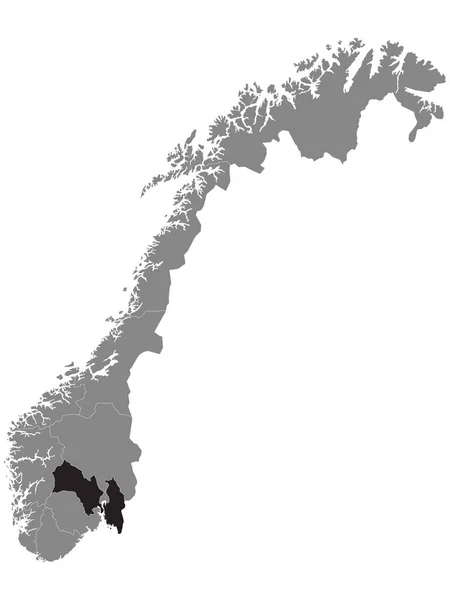 Zwarte Plattegrond Van Het Noorse Viken County Binnen Grey Map — Stockvector