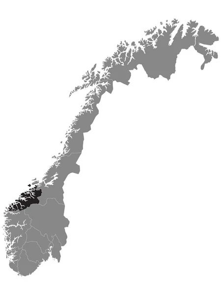 Карта Чёрного Расположения Норвегии More Romsdal County Grey Map Norway — стоковый вектор