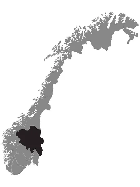 Black Location Map Norwegian Innlandet County Grey Map Norway — Διανυσματικό Αρχείο