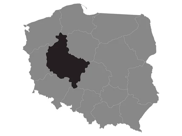 Black Location Map Polish Greater Poland Province Grey Map Poland — Stock Vector