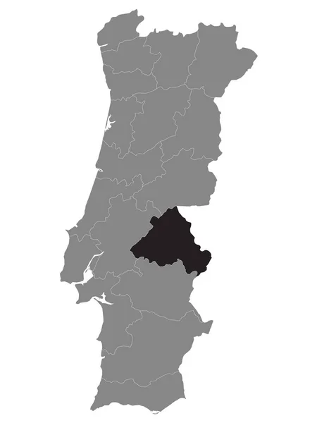 Schwarze Lagekarte Des Portugiesischen Portalegre Distrikts Innerhalb Der Grauen Landkarte — Stockvektor