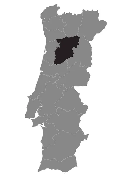 Black Mapa Localización Del Distrito Viseu Portugués Grey Mapa Portugal — Archivo Imágenes Vectoriales