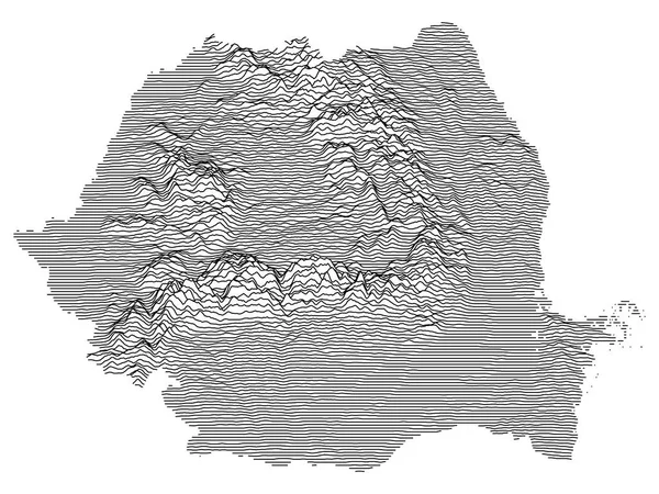 Topografía Gris Mapa Del País Europeo Rumania — Vector de stock