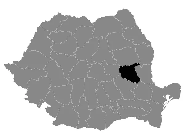 Czarna Mapa Lokalizacji Okręgu Vrancea Rumunii — Wektor stockowy