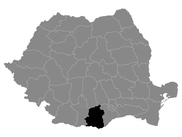 Czarna Mapa Lokalizacji Rumuńskiego Teleorman County Grey Map Romania — Wektor stockowy