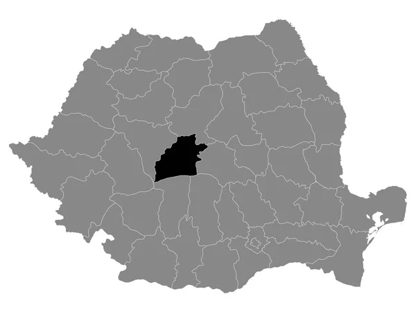 Schwarze Landkarte Des Rumänischen Kreises Hermannstadt Innerhalb Der Grauen Landkarte — Stockvektor