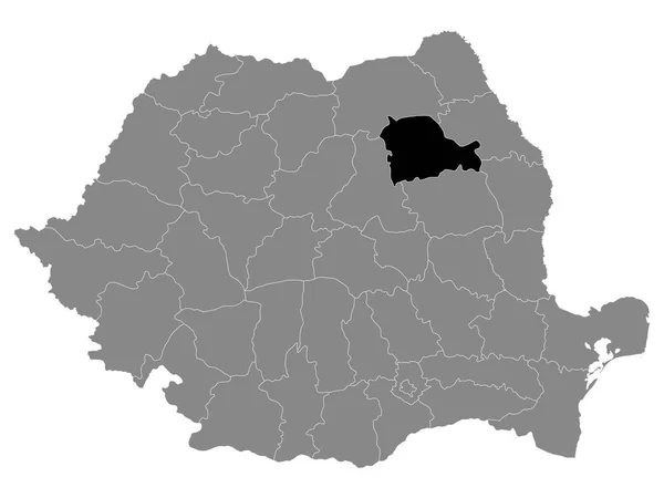 罗马尼亚Neamt县灰色地图内的黑色位置图 — 图库矢量图片