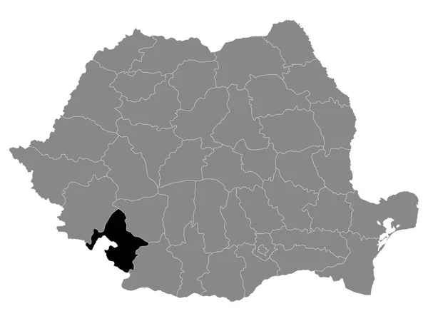 루마니아의 Black Location Map Romania Mehedinti County Grey Map Romania — 스톡 벡터