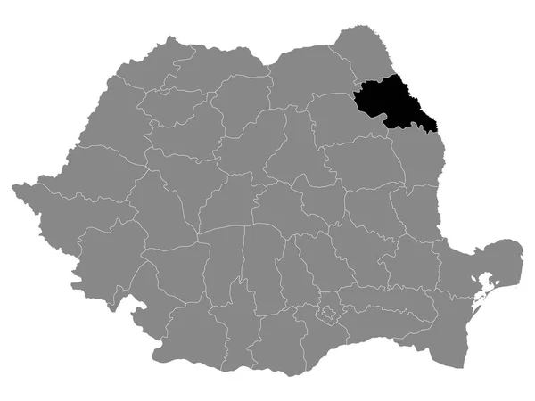 Černá Mapa Lokality Rumunského Okresu Iasi Šedé Mapě Rumunska — Stockový vektor