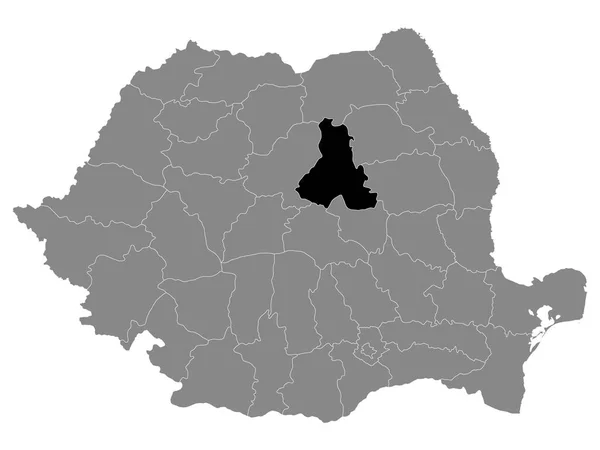 Mapa Localização Condado Harghita Romeno Dentro Grey Mapa Romania — Vetor de Stock