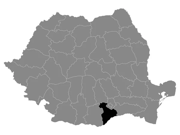 罗马尼亚居尔久县在罗马尼亚灰色地图中的黑人位置图 — 图库矢量图片