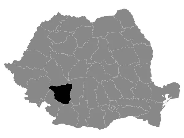 Black Location Map Romanian Gorj County Grey Map Romania — Stock Vector