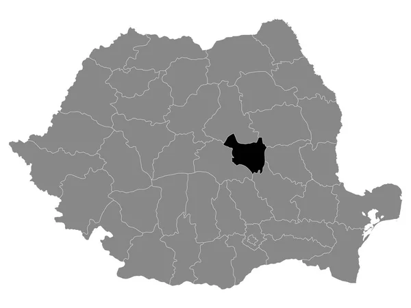 罗马尼亚Covasna县灰色地图内的黑色位置图 — 图库矢量图片