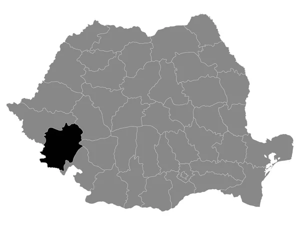 Black Location Map Romanian Caras Severin County Grey Χάρτης Ρουμανίας — Διανυσματικό Αρχείο