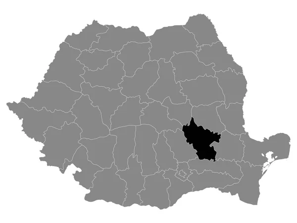 Black Location Map Romanian Buzau County Grey Map Romania — стоковий вектор