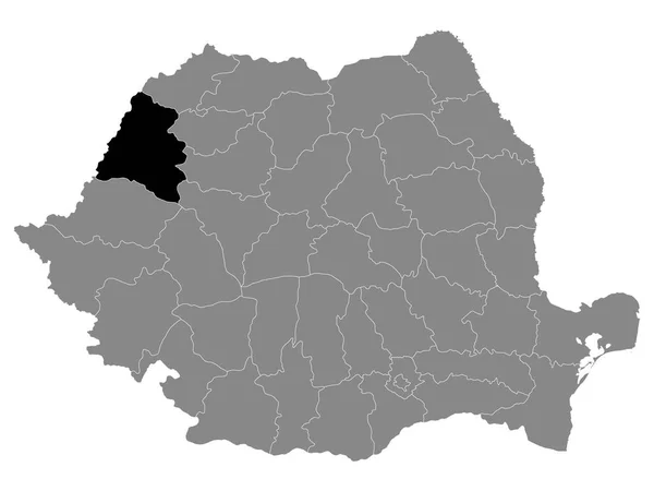 Schwarze Landkarte Des Rumänischen Kreises Bihor Innerhalb Der Grauen Landkarte — Stockvektor