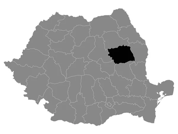 罗马尼亚巴考县灰色地图中的黑人位置图 — 图库矢量图片