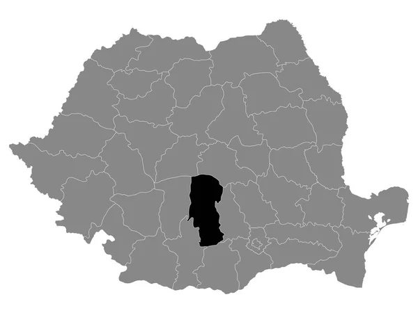 Černá Mapa Lokality Rumunského Arges County Rámci Grey Map Romania — Stockový vektor