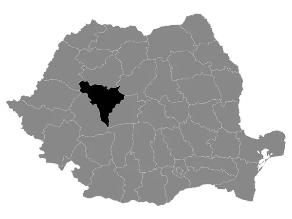 Schwarze Landkarte Des Rumänischen Bezirks Alba Innerhalb Der Grauen Landkarte — Stockvektor