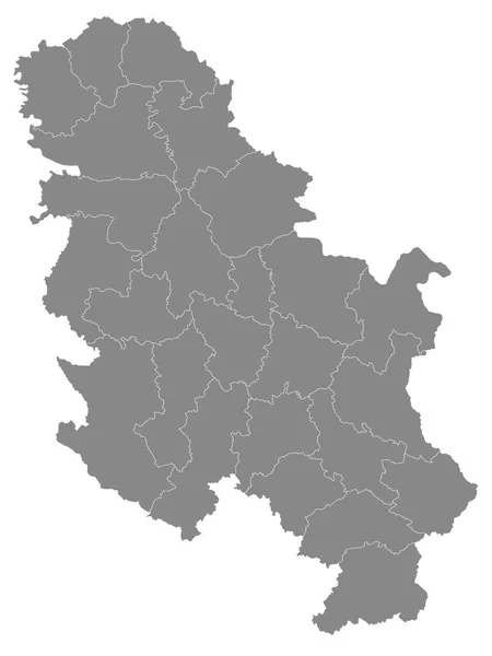 欧洲国家塞尔维亚的灰色地区图 — 图库矢量图片