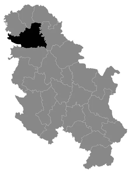 Black Mapa Ubicación Del Distrito Serbio South Backa Grey Mapa — Archivo Imágenes Vectoriales