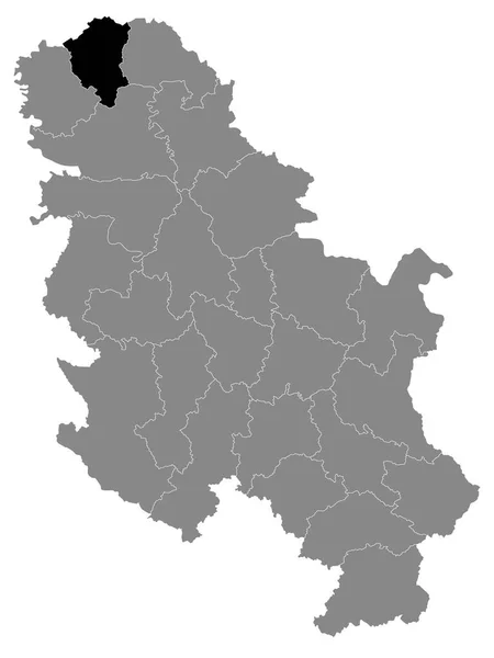 Black Location Map Serbian District North Backa Grey Map Serbia — стоковий вектор