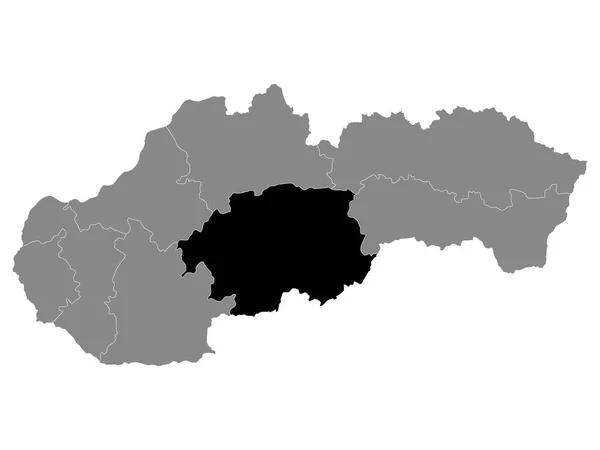 Černá Mapa Umístění Slovenského Kraje Banská Bystrica Šedé Mapě Slovenska — Stockový vektor