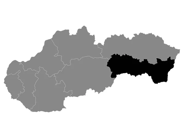 Mappa Nera Della Regione Slovacca Kosice All Interno Della Mappa — Vettoriale Stock