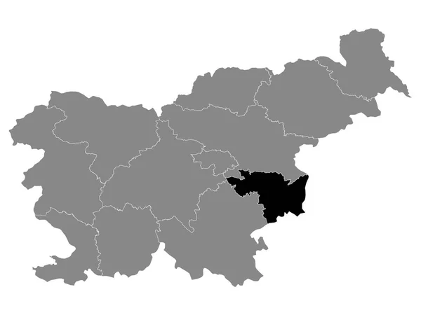 Schwarze Landkarte Der Slowenischen Statistikregion Untere Sava Innerhalb Der Grauen — Stockvektor