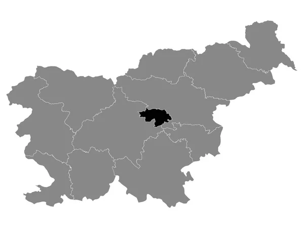 Svart Läge Karta Över Sloveniens Statistiska Region Central Sava Inom — Stock vektor