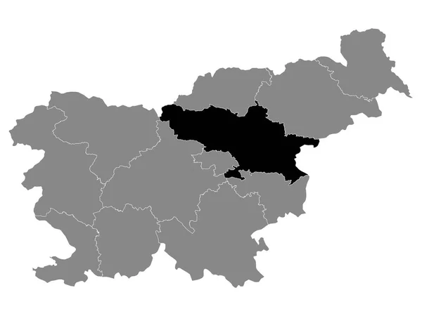 Black Mapa Ubicación Región Estadística Eslovena Savinja Grey Mapa Eslovenia — Vector de stock