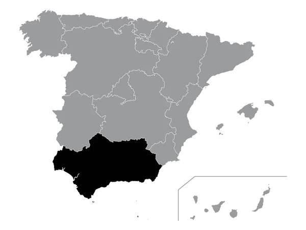 Mapa Comunidad Autónoma Cataluña Dentro Grey Mapa España — Archivo Imágenes Vectoriales