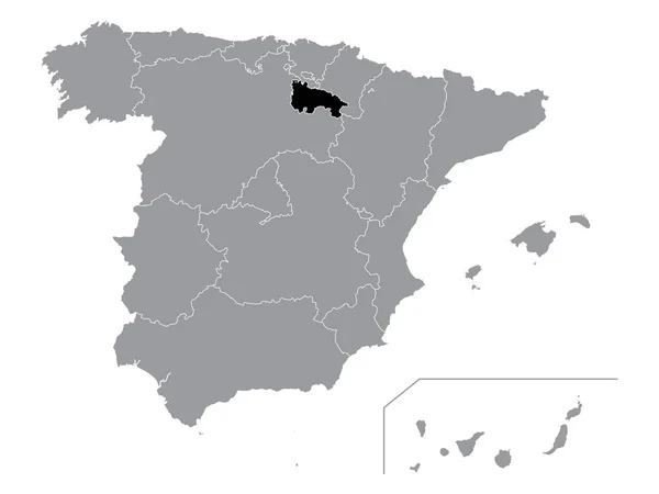 Svart Läge Karta Över Spanska Autonoma Regionen Rioja Inom Grå — Stock vektor