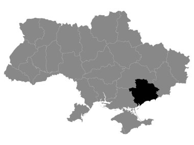 Ukrayna 'nın Kara Konum Haritası (Oblastı) Ukrayna' nın Gri Haritası içinde