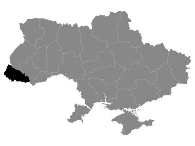 Ukrayna 'nın Kara Konum Haritası (Oblastı) Gri Ukrayna Haritası içinde Zakarpattia