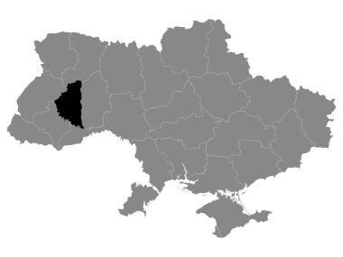 Ukrayna 'nın Kara Konum Haritası (Oblastı) Ukrayna' nın Gri Haritası içinde