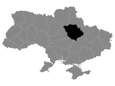 Ukrayna 'nın Kara Konum Haritası (Oblastı) Ukrayna' nın Gri Haritası içinde