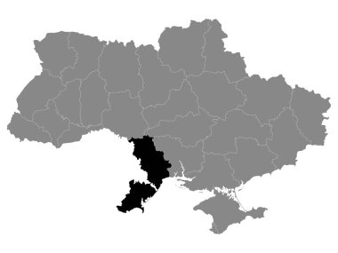 Ukrayna 'nın Kara Konum Haritası (Odessa Oblastı) Ukrayna' nın Gri Haritası içinde